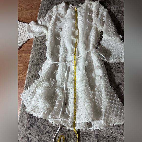 White Textured Ruffle Dress - Picture 11 of 11